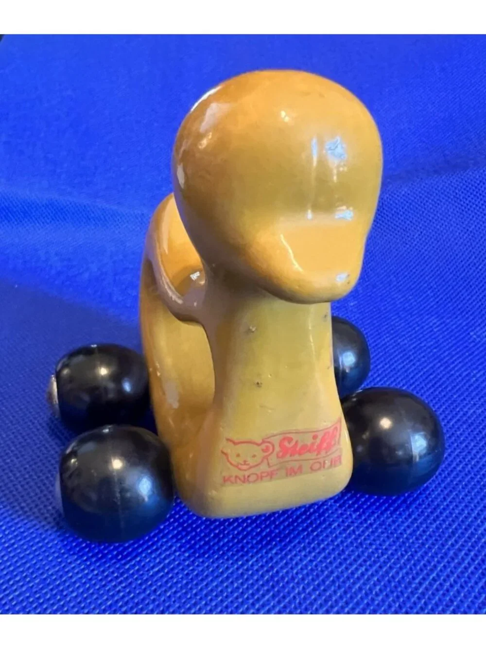 Steiff Knopf Im Our Duck Toy Laquer Painted Wood Rolling Wheels MCM Design